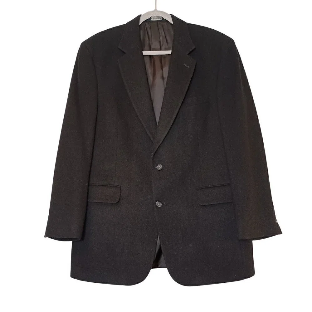 Jos. A. Bank 100% Camel Hair Black Blazer Executive Vibes Classic Goth Size 42 R